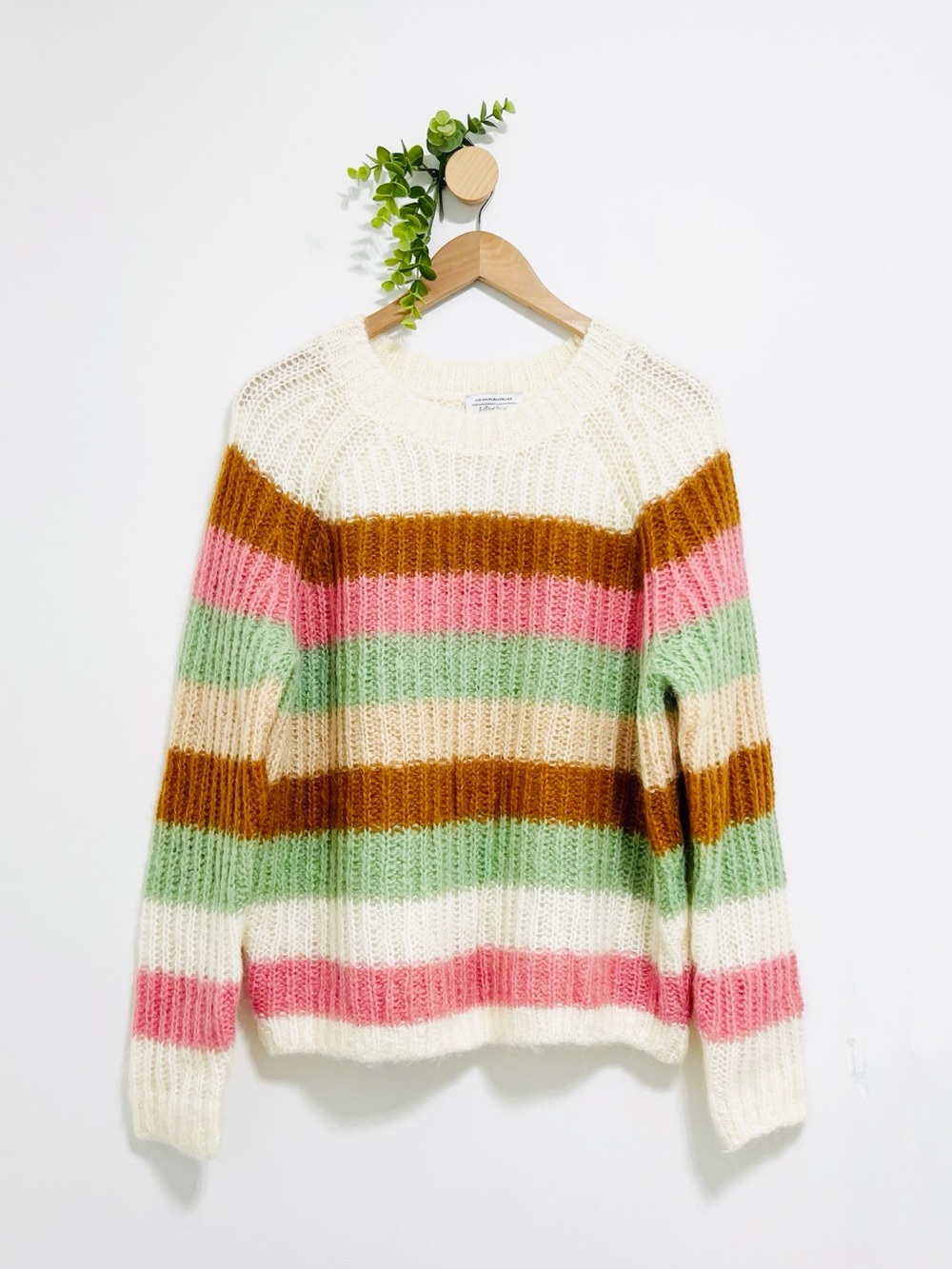 & Other Stories Mohair Blend Chunky Knit Color Block Stripe Boxy Sweater